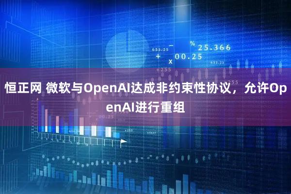 恒正网 微软与OpenAI达成非约束性协议，允许OpenAI进行重组